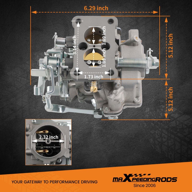 maXpeedingrods ماكس بيدينغ رودز 2 برميل كاربوريتر لتويوتا كورولا 3K 4K 1968-1978، لسوزوكي ساموراي 1986-1988، كارب 2bbl 21100-24034 21100-24035، شكة يدوية - Image 5